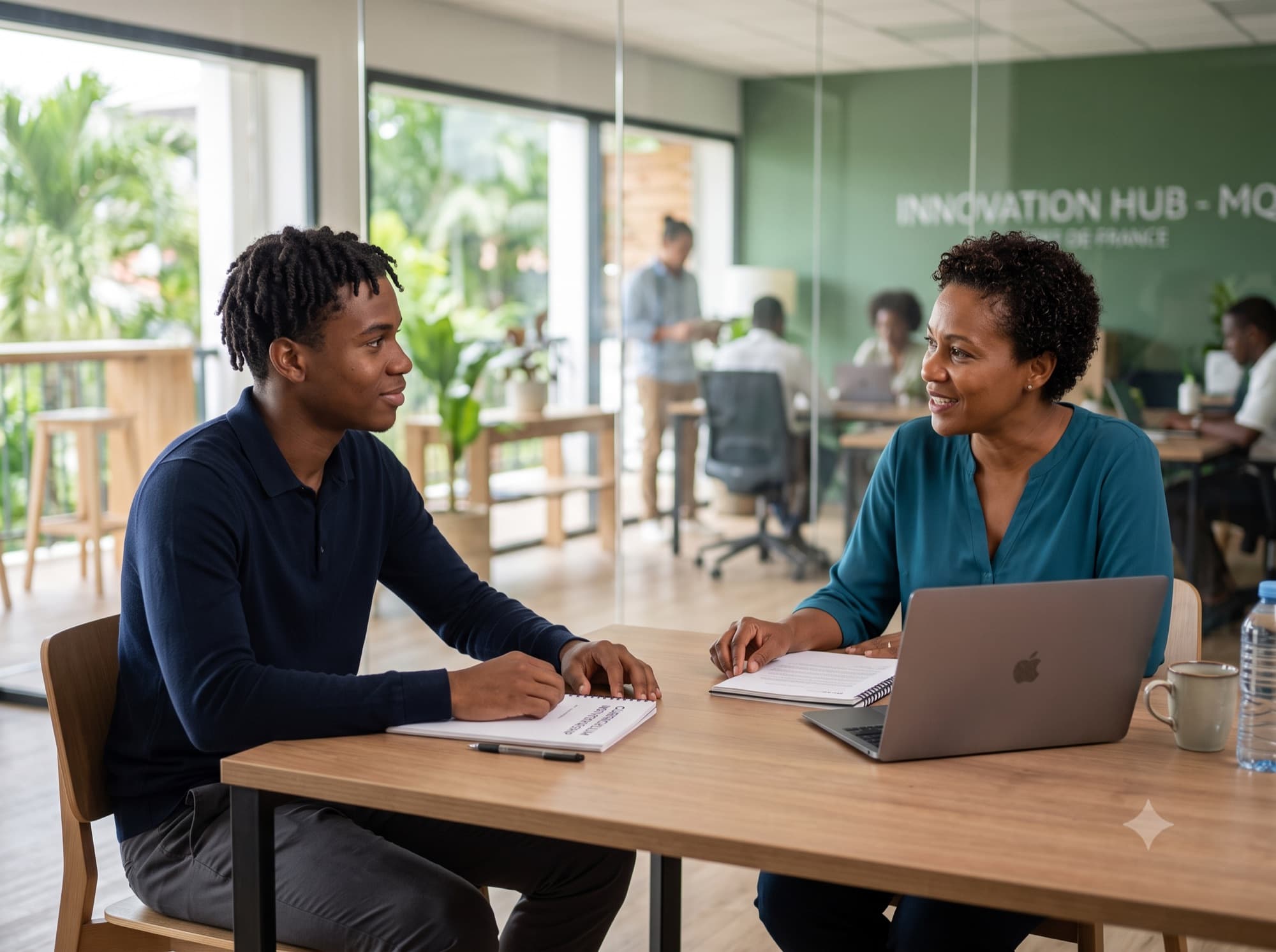 Étudiant en entretien professionnel, échange avec un recruteur